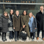 Manitoba’s Wilson Moot Team left to right: Coach Madison Pearlman [JD/18] (Law Society of Manitoba), Avery Alexiuk (2L), Tess Poulton (2L), Maia Bacchus (3L), Kirsten Nynych (3L), Coach Charles Murray (Manitoba Justice, Constitutional Law section).