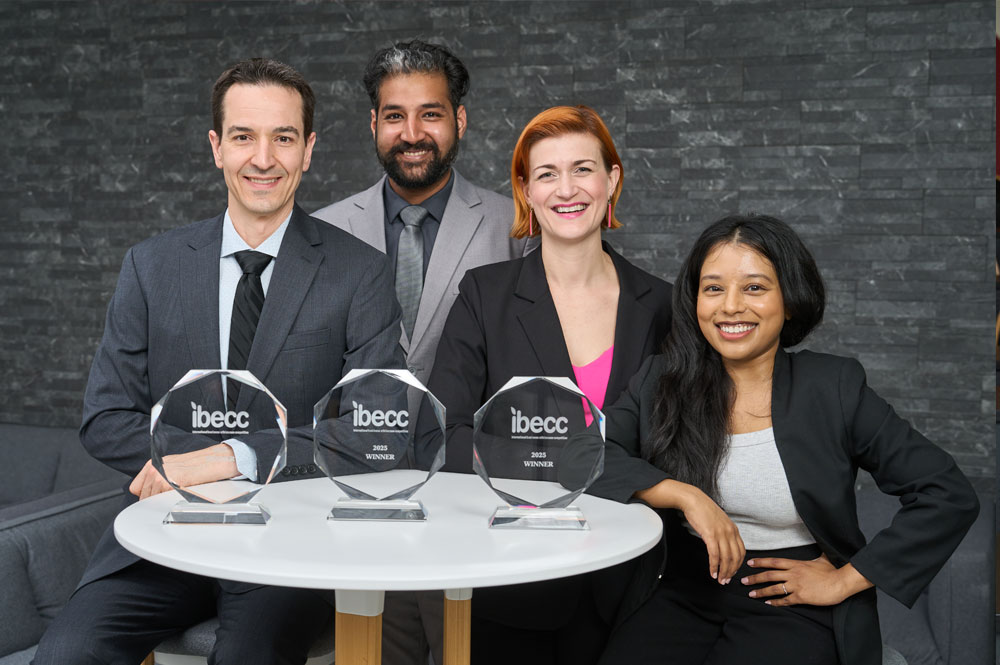 The IBECC team, left to right: Geoffrey, Shubhansh, Zohreh, and Pri.