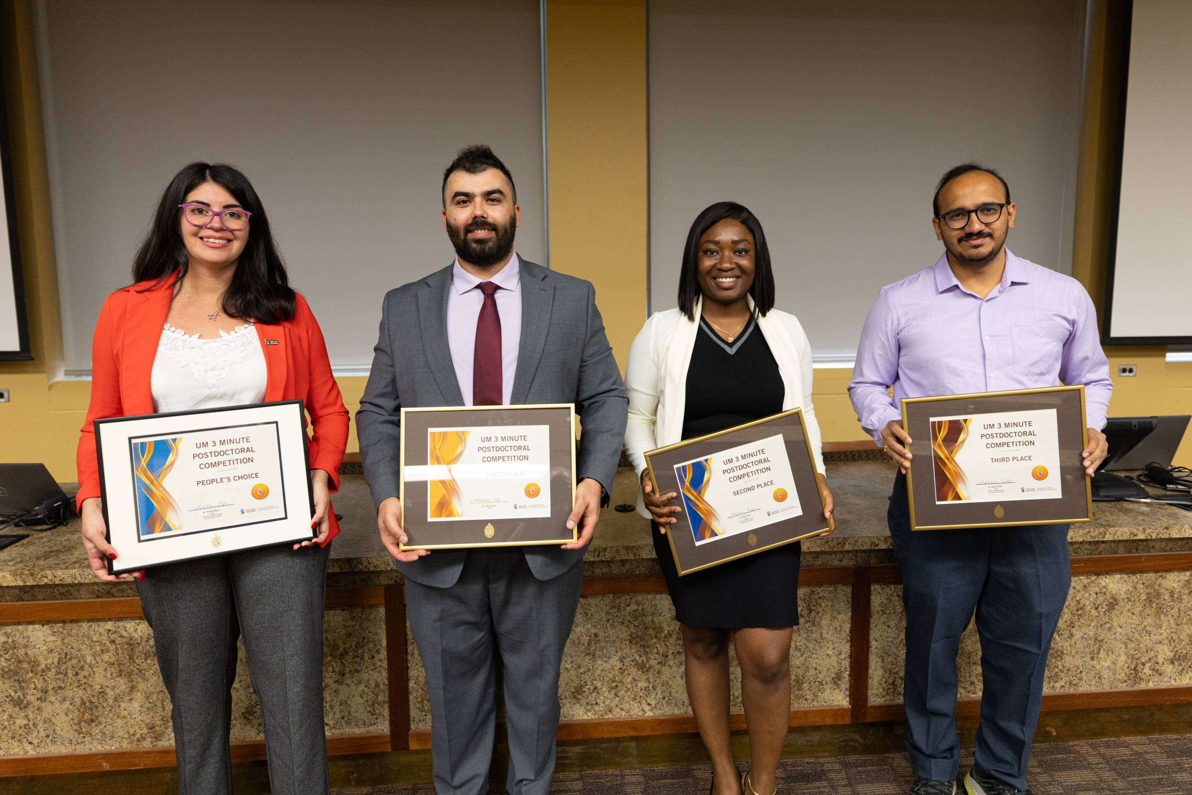 2025 3MP winners, L to R: Mariela Rodriguez, Michael Saley, Olabisi Akinlabi, Asim Joshi