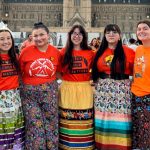 Lauren Hallett (right) and other members of Indigenous Circle of Empowerment on Parliament Hill.