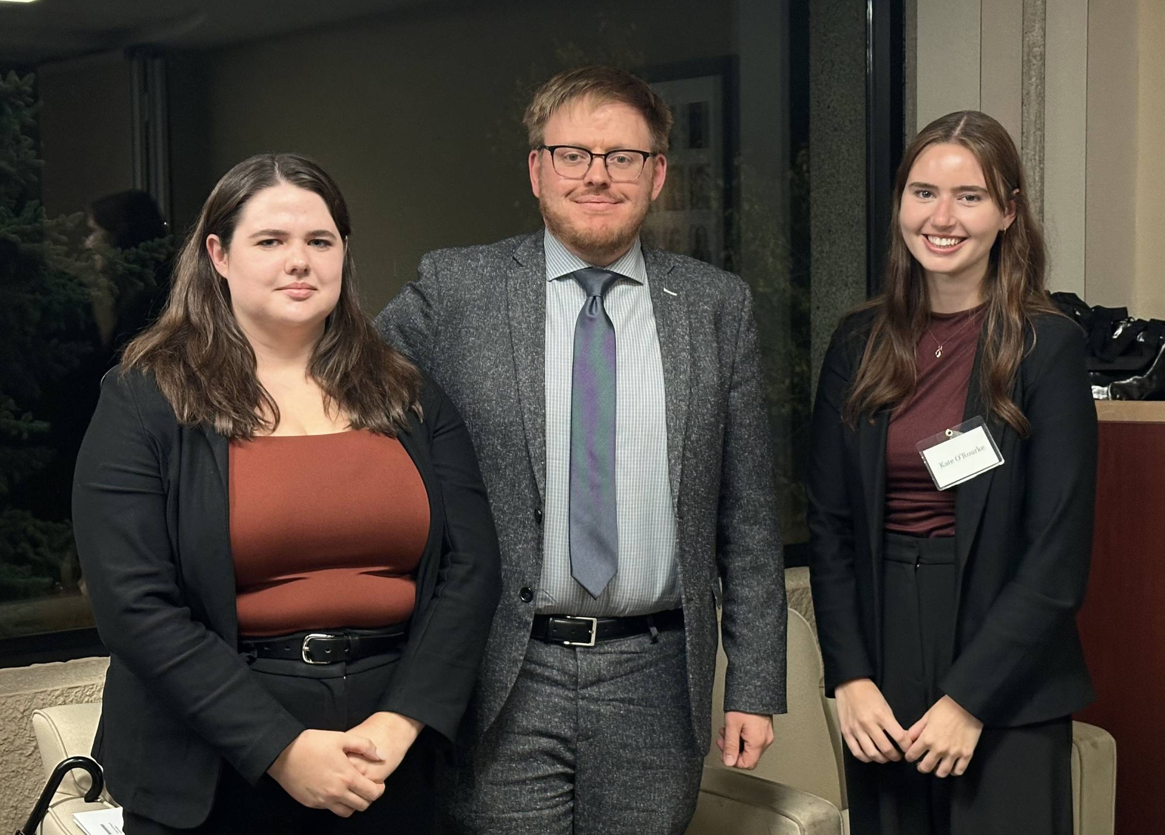 The winning team. From left to right: Emily Dueck, Ari Hanson (competition judge) and Kate O’Rourke (photo credit: Daniel Cha).