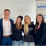 Left to right: Gilad Stitz (3L), Travis Dech (3L), Vlasta Shevchenko (first-year Asper student), Yuliana Tepliakova (first-year Asper student), Vanessa Smith (3L), and Serena Bevilacqua (3L).