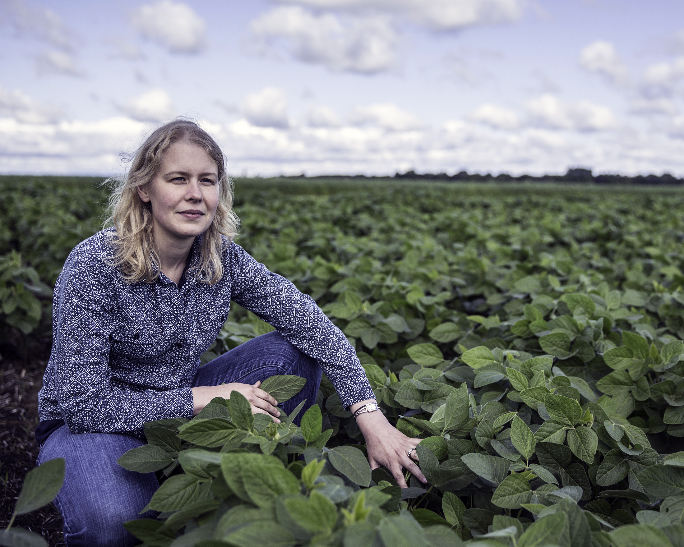 Dr Yvonne Lawley in a soy field