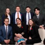 Top row from left: L. Kerry Vickar Business Law Clinic Students Emily Trottier (2L), Travis Dech (3L), Gilad Stitz (3L), and David Jung (3L). Bottom row: Cole Hutchison (2L), Jessie Canard (3L), and Vanessa Smith (3L)