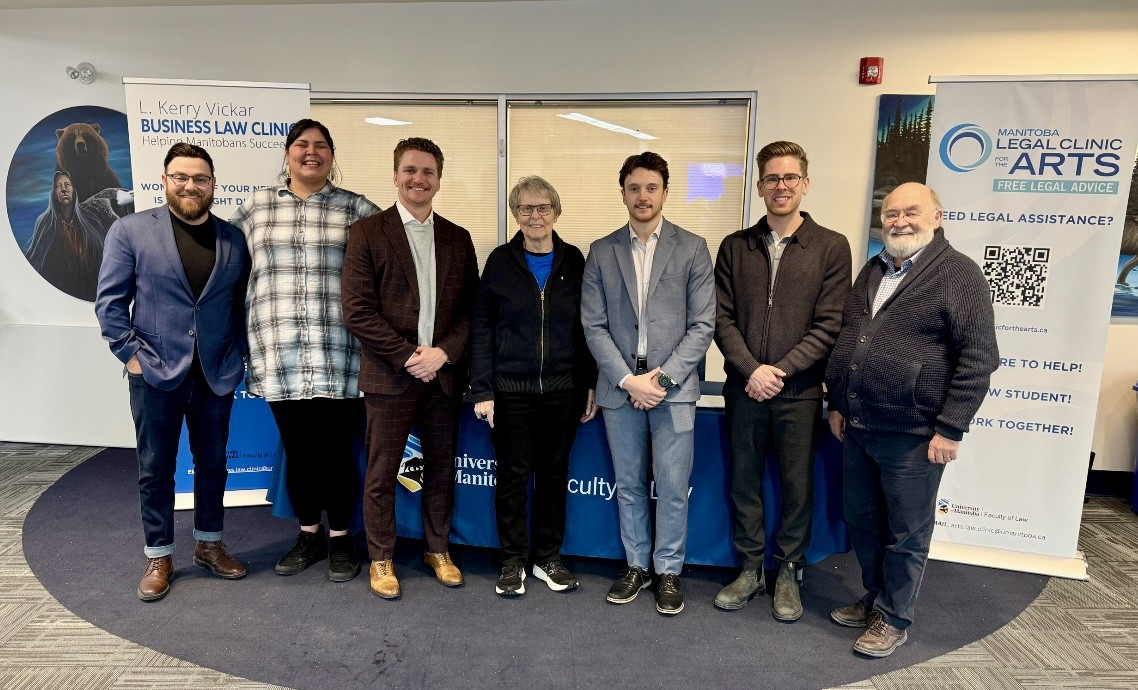 From left to right: Yvan Larocque, Jessie Canard, Travis Dech, Dr. Roberta Bondar, Paul Chorney, Cole Hutchison, and Nick Slonosky. Photo courtesy of Bonnie M. Patterson, The Roberta Bondar Foundation.